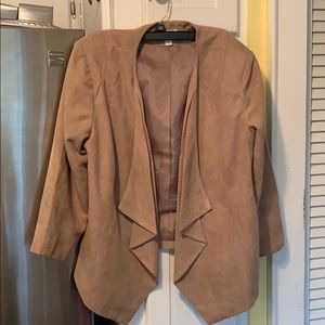 Faux suede 3/4 sleeved jacket